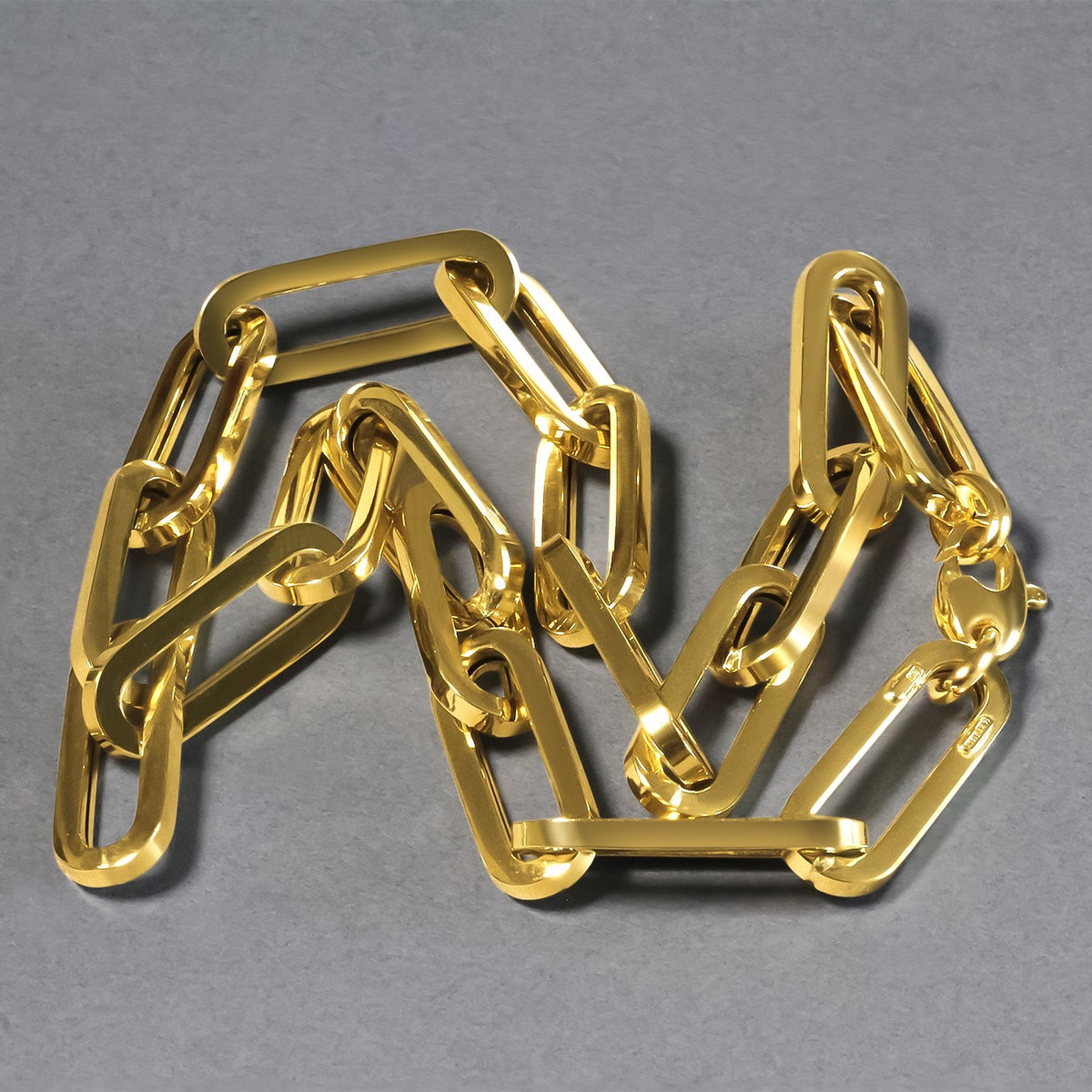 14K Yellow Gold Extra Wide Paperclip Chain Necklace, view 6