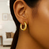 Large Round Electroform Hoop Earrings in 14K Yellow Gold, view 3