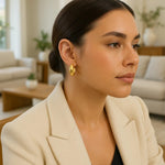 14K Yellow Gold Large Omega C Hoops, view 3