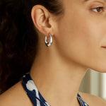 Sterling Silver Medium Graduated Hoop Earrings, view 3