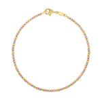 10K Yellow Gold Tricolor Diamond Cut Bead Bracelet, view 3