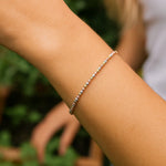 10K Yellow Gold Tricolor Diamond Cut Bead Bracelet, view 5