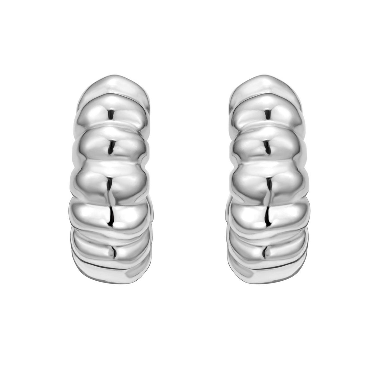 Sterling Silver Twisted C Hoop Earrings, view 2
