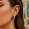 Sterling Silver Twisted C Hoop Earrings, view 3