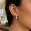 Sterling Silver Twisted C Hoop Earrings, view 4