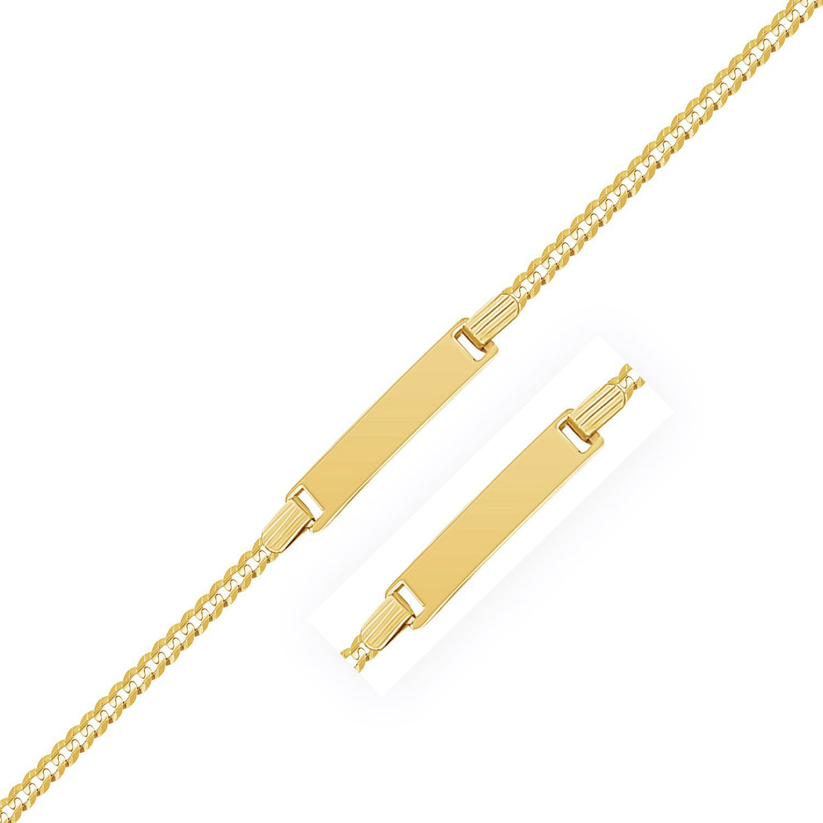 14K Yellow Gold Curb Link Style Childrens ID Bracelet (3.30 mm)