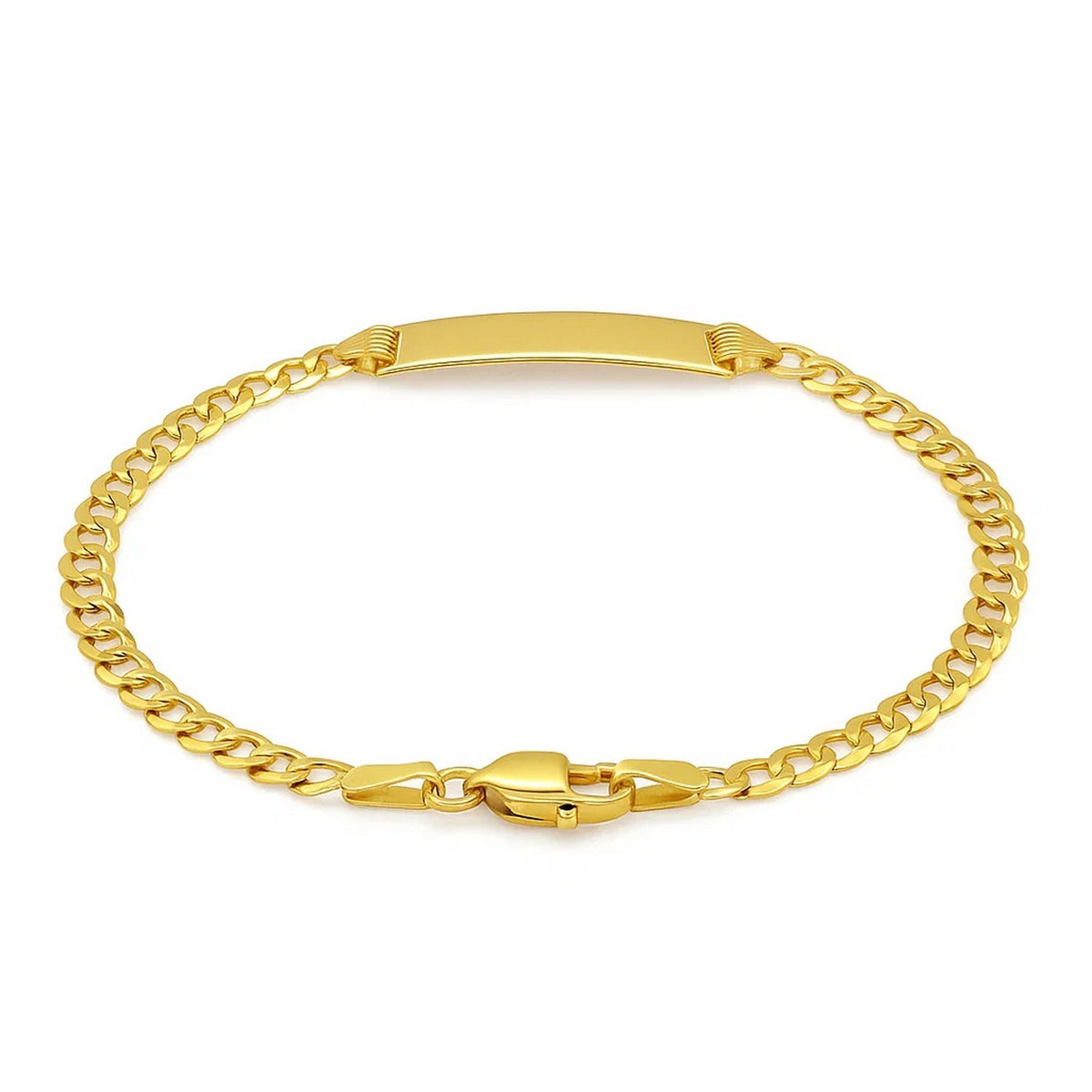 14K Yellow Gold Curb Link Style Childrens ID Bracelet (3.30 mm), view 4