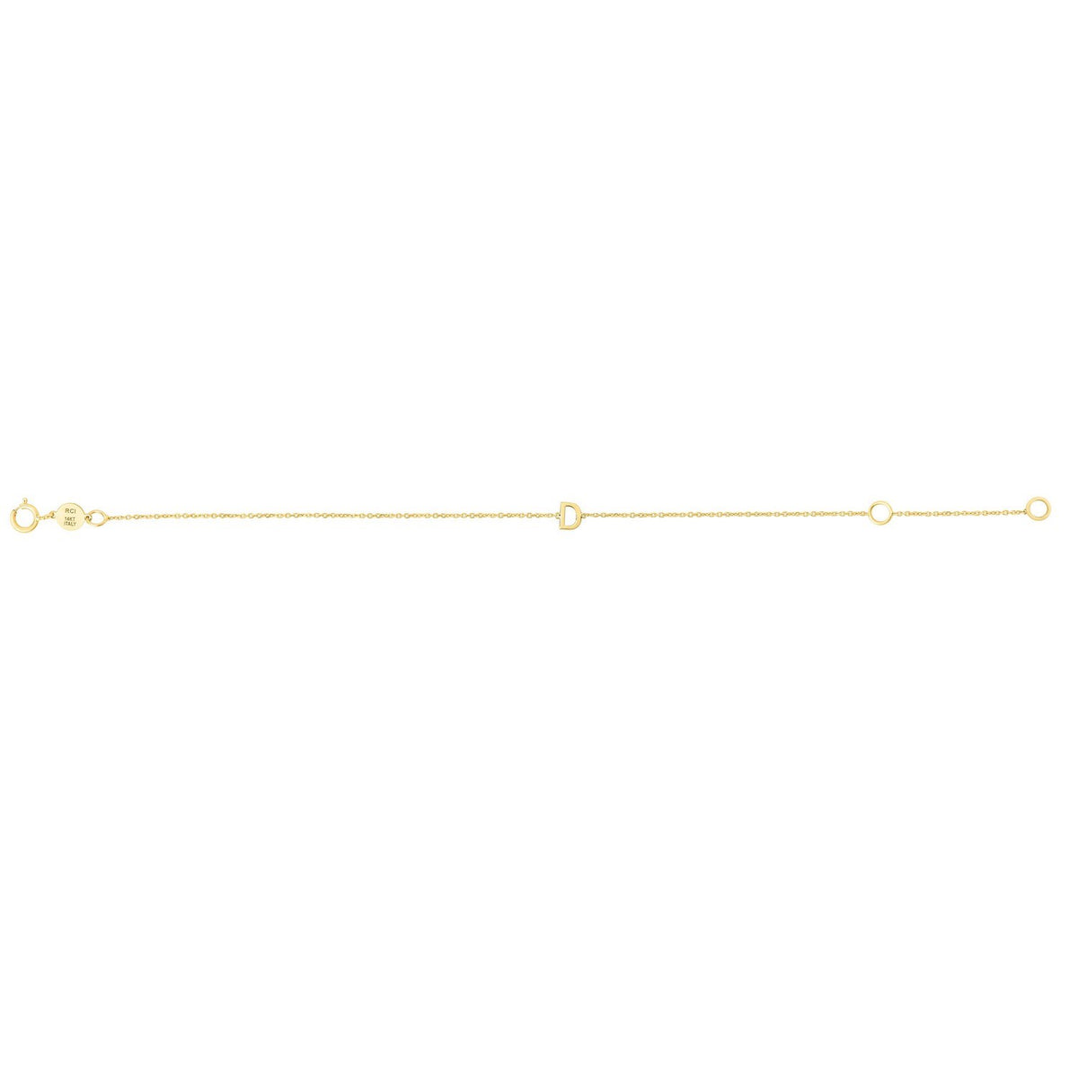 14K Yellow Gold Mini Initial D Bracelet, view 2