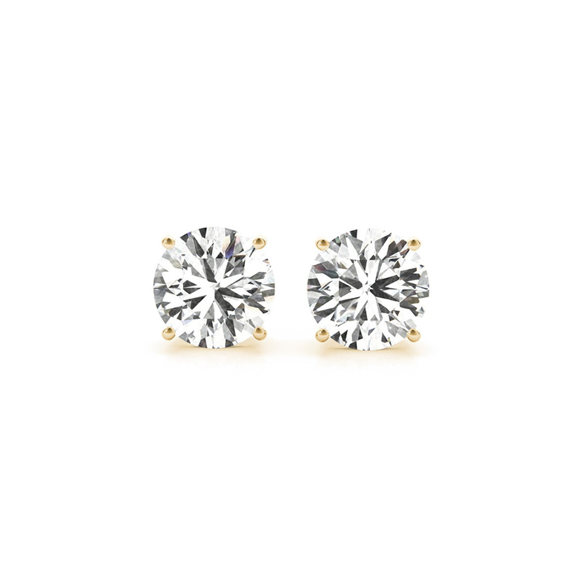 4 cttw Certified IGI Lab Grown Round Diamond Earrings 14K Yellow Gold (G/VS2)