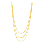 14K Yellow Gold Three Strand Herringbone Chain Necklace