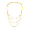 14K Yellow Gold Three Strand Herringbone Chain Necklace, view 2
