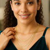14K Yellow Gold Three Strand Herringbone Chain Necklace, view 4