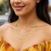 14K Yellow Gold Three Strand Herringbone Chain Necklace, view 5
