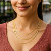 14K Yellow Gold Three Strand Herringbone Chain Necklace, view 6
