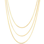 14K Yellow Gold Three Strand Herringbone Chain Necklace, view 7
