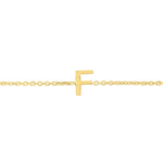 14K Yellow Gold Mini Initial F Bracelet, view 4