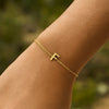14K Yellow Gold Mini Initial F Bracelet, view 6