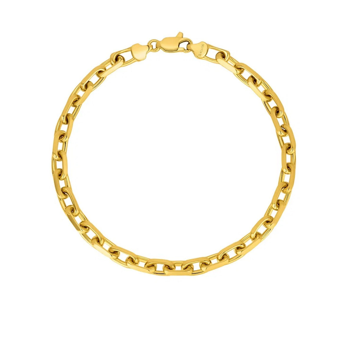 14K Yellow Gold French Cable Chain Bracelet (4.80 mm), view 2