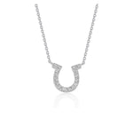 14K White Gold Horseshoe Design Diamond Pendant