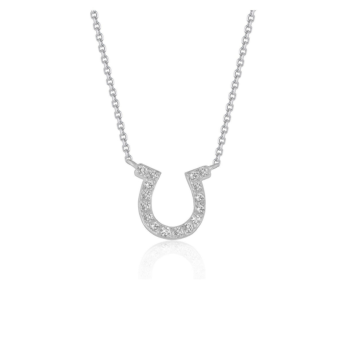 14K White Gold Horseshoe Design Diamond Pendant