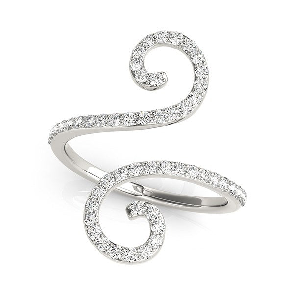 14K White Gold Diamond Open Flourish Style Ring (1/2 cttw)