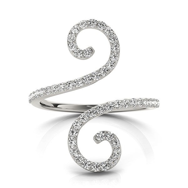 14K White Gold Diamond Open Flourish Style Ring (1/2 cttw), view 2