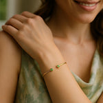 14K Yellow Gold Peridot Open Cuff Bangle (2.00 mm), view 3