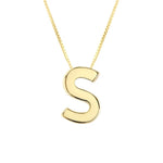 14K Yellow Gold Yours Truly Block Letter Initial S Necklace, view 2