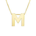 14K Yellow Gold Yours Truly Block Letter Initial M Necklace, view 2