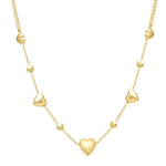 14K Yellow Gold Puff Heart Adjustable Necklace, view 4