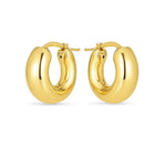 14K Yellow Gold Small Puffy Hoops, view 2