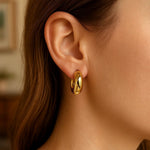 14K Yellow Gold Small Puffy Hoops, view 5