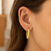 14K Yellow Gold V Shaped Puffed Hoop Earrings, view 3