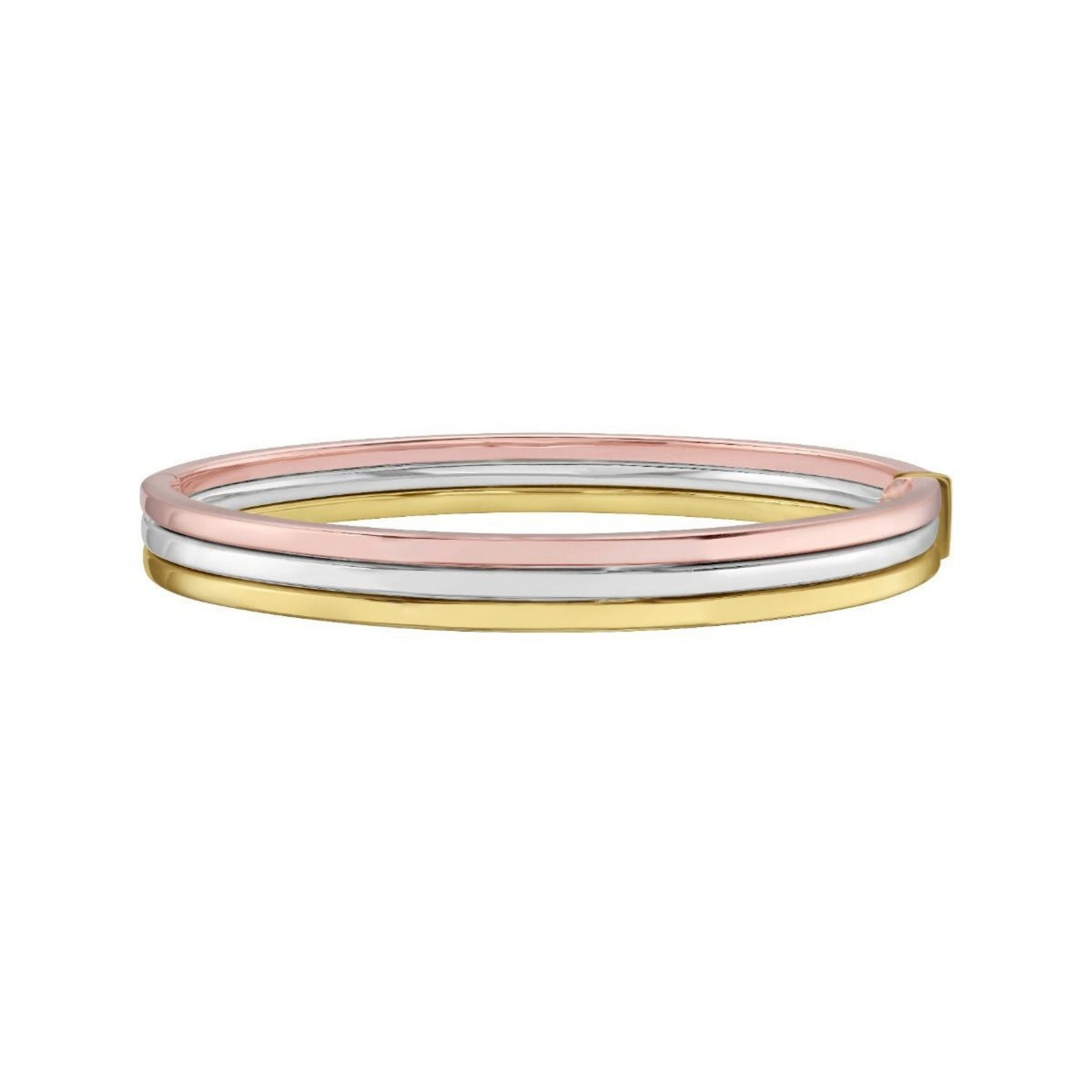 14K Tri Color Gold Layered Trinity Bangle (7.30 mm), view 2