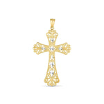 14K Two Tone Gold High Polish Diamond Cut Cross Pendant