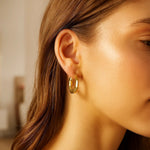 14K Yellow Gold Octagon Hoop Earrings, view 2