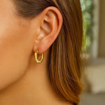 14K Yellow Gold Octagon Hoop Earrings, view 3