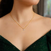 14K Yellow Gold Mini Diamond L Initial Pendant Necklace, view 5
