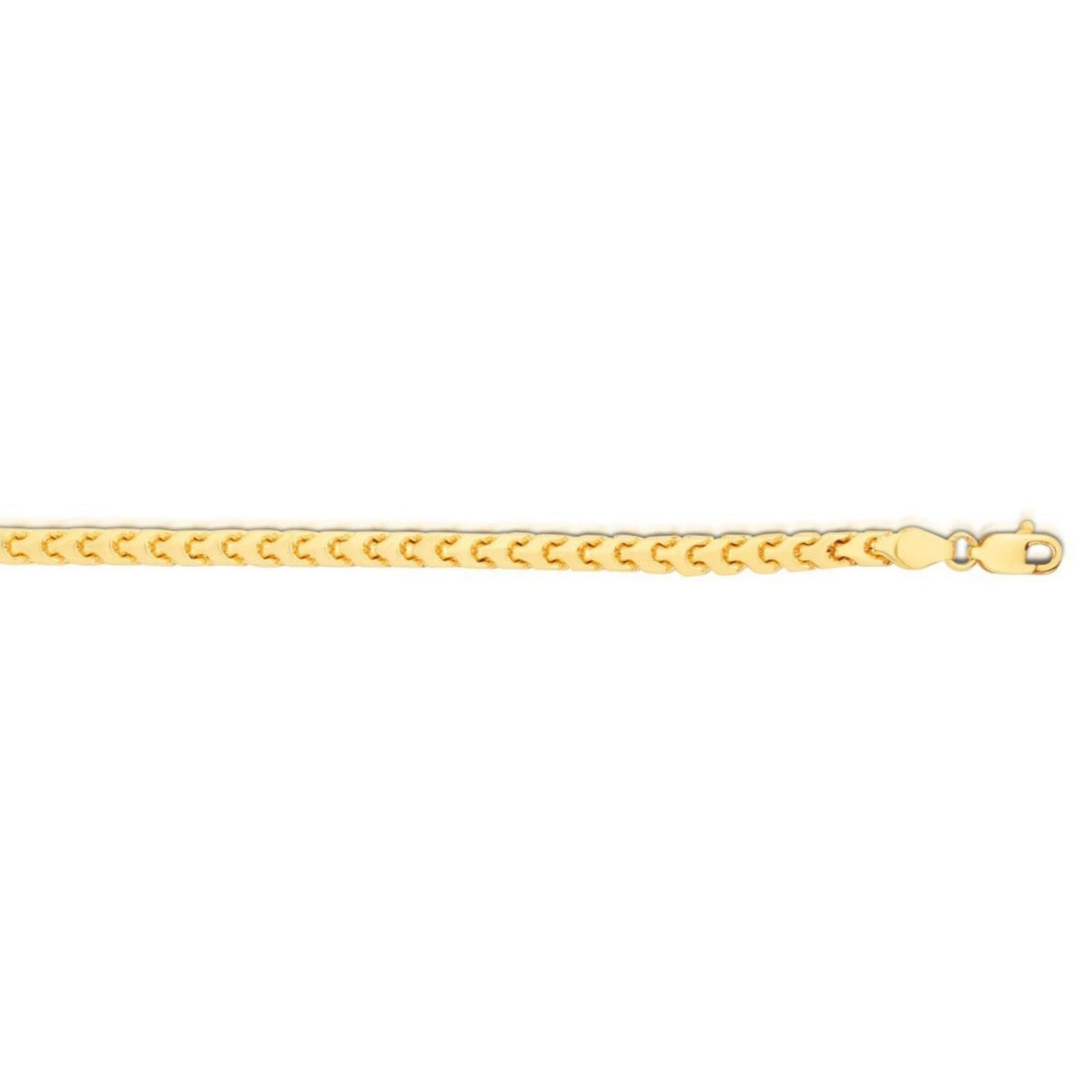 14K Yellow Gold Solid Diamond Cut Round Franco Bracelet (3.10 mm), view 2