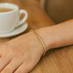 14K Yellow Gold Solid Diamond Cut Round Franco Bracelet (3.10 mm), view 4
