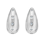 Sterling Silver Puffed Raindrop with Cubic Zirconia Stones Earrings, view 2