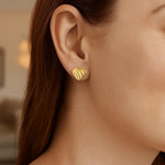 14K Yellow Gold High Polish Scribble Heart Stud Earrings, view 2