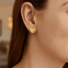 14K Yellow Gold High Polish Scribble Heart Stud Earrings, view 2