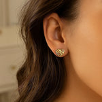 14K Yellow Gold High Polish Scribble Heart Stud Earrings, view 3