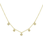 14K Yellow Gold Diamond Flower Necklace, view 2