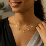 14K Yellow Gold Diamond Flower Necklace, view 3
