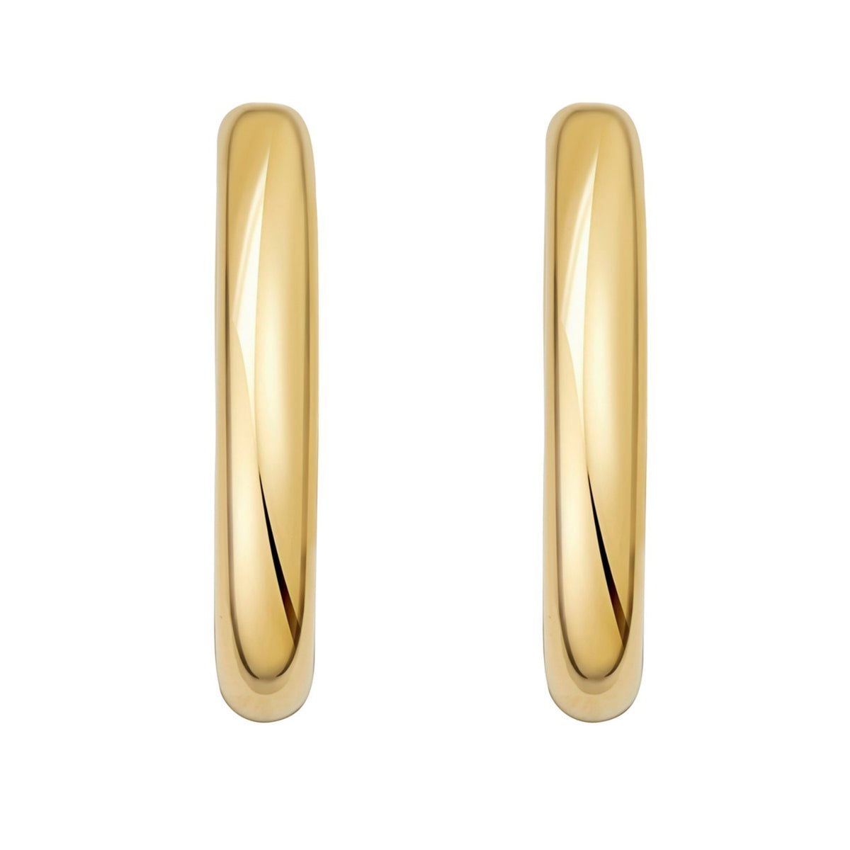 Sterling Silver Yellow Gold Plated Round Hoop Earrings, view 2
