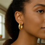 Sterling Silver Yellow Gold Plated Round Hoop Earrings, view 5