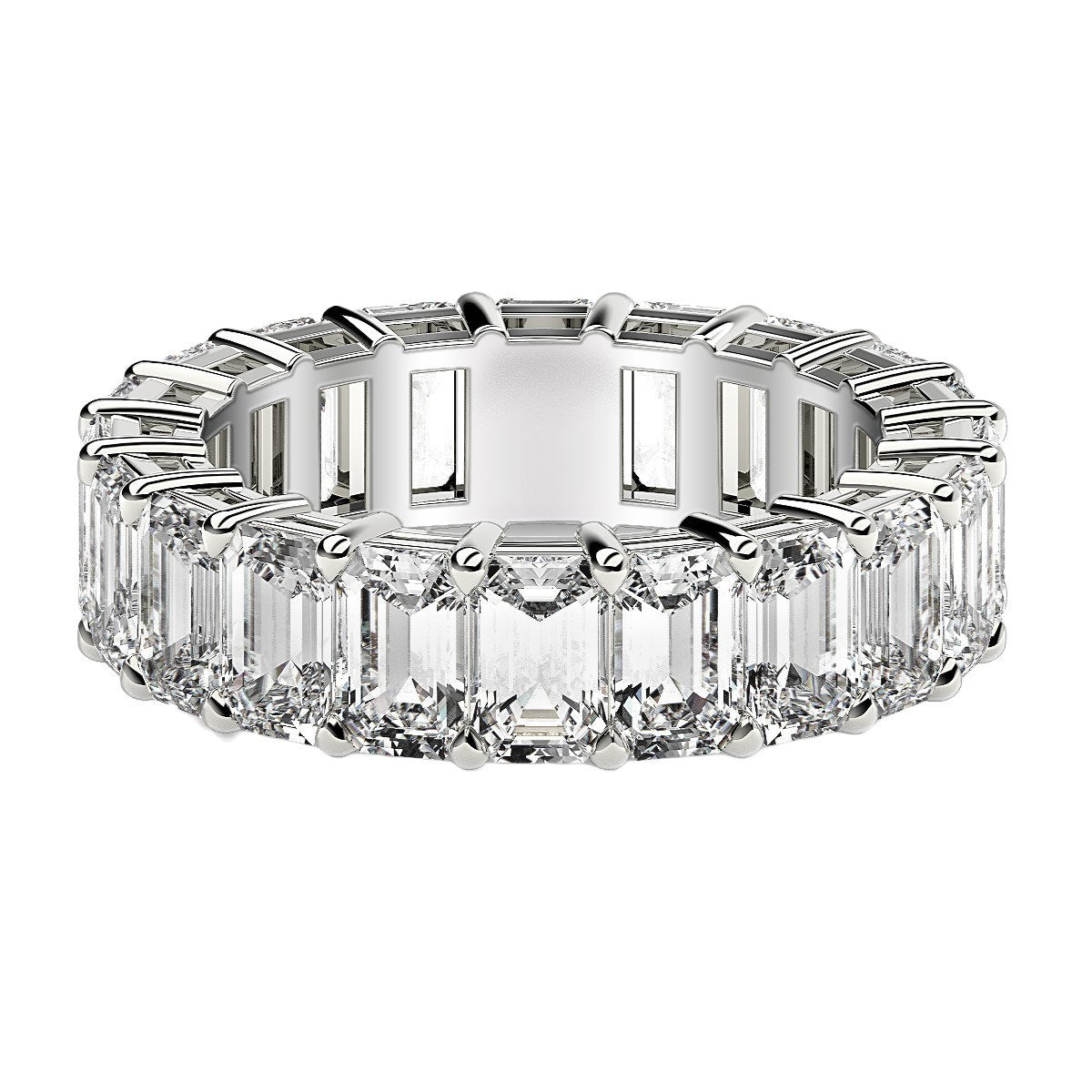 Emerald Cut Lab Grown Diamond Eternity Ring in 14K White Gold (7 cttw FG/VS2), view 2