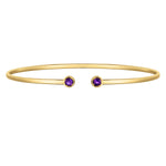 14K Yellow Gold Amethyst Open Cuff Bangle (2.00 mm), view 2